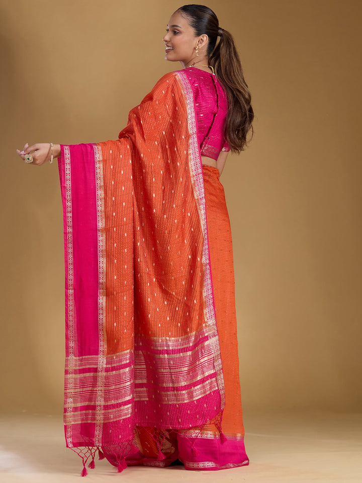 Orange Zariwork (Gold) Art Silk Silk_Saree