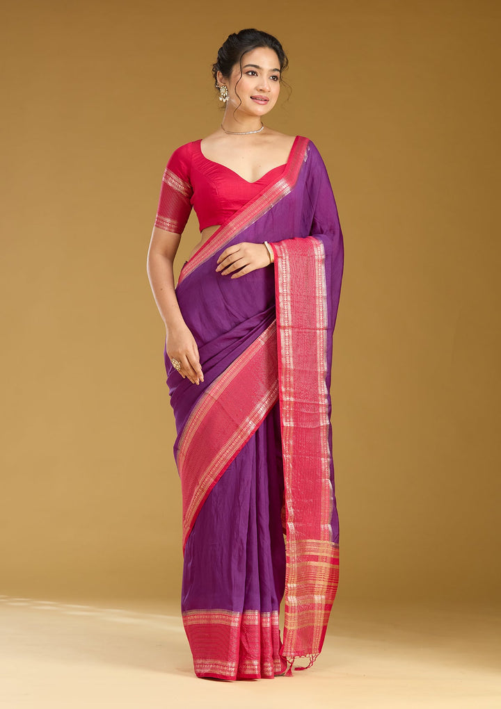 Purple Zariwork (Gold) Art Silk Silk Saree