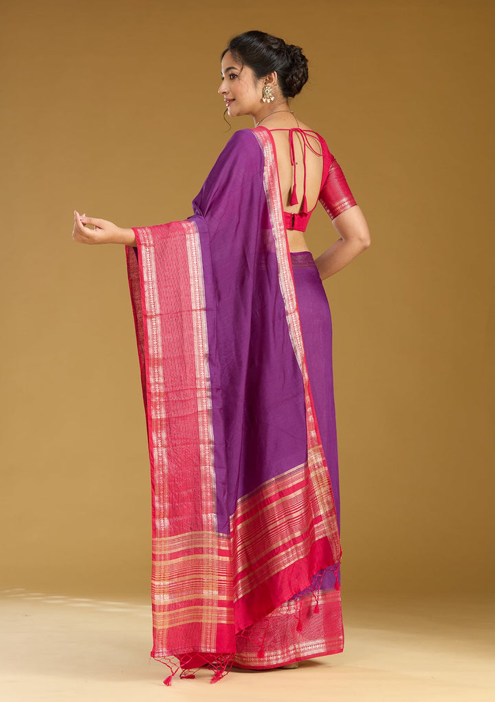 Purple Zariwork (Gold) Art Silk Silk Saree