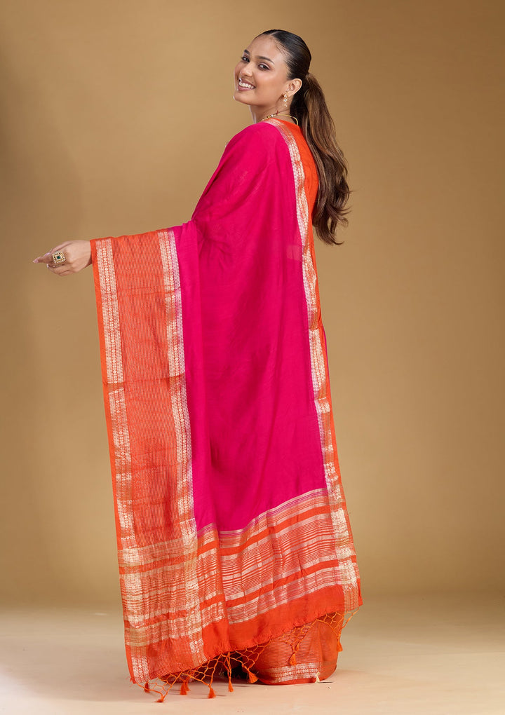 Rani Pink Zariwork (Gold) Art Silk Silk_Saree