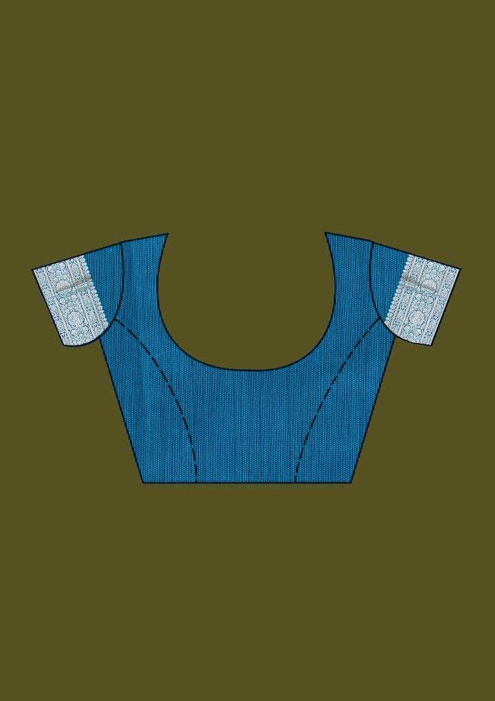 Peacock Blue Zariwork Cotton Silk Saree