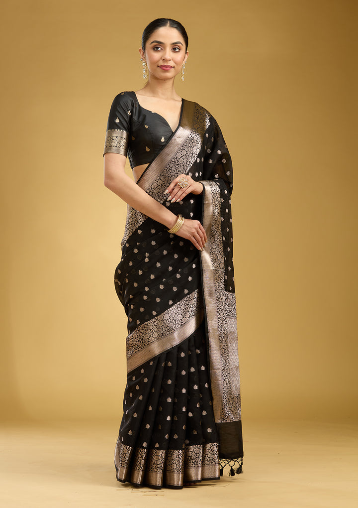 Black Zariwork Cotton Silk Saree
