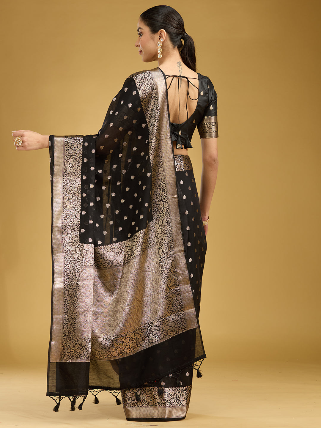 Black Zariwork Cotton Silk Saree