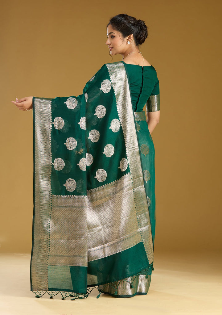 Bottle Green Zariwork (Gold) Art Silk Silk_Saree