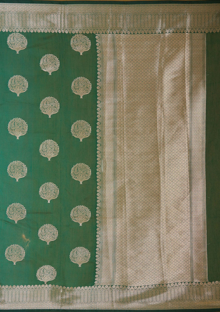 Bottle Green Zariwork (Gold) Art Silk Silk_Saree