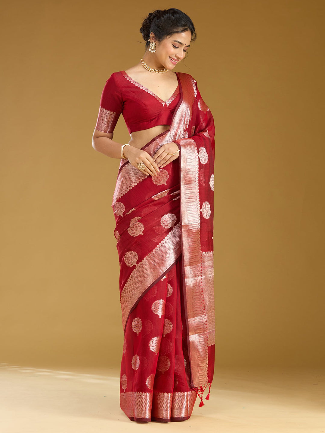 Red Zariwork (Gold) Art Silk Silk_Saree