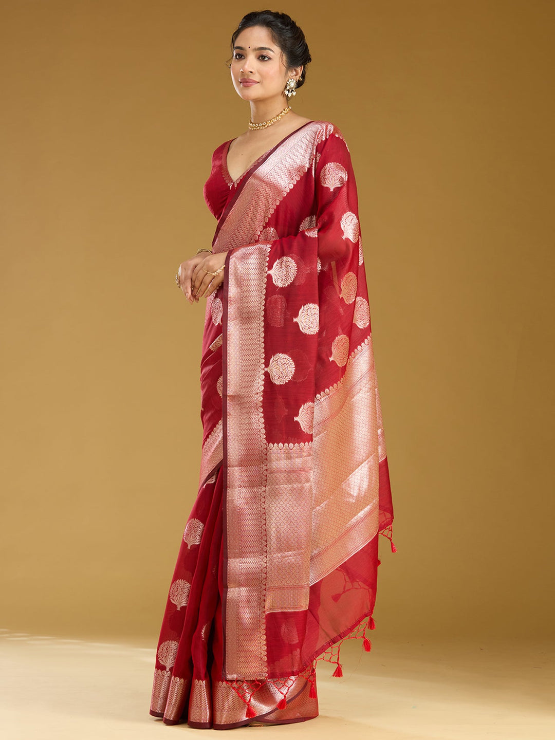 Red Zariwork (Gold) Art Silk Silk_Saree