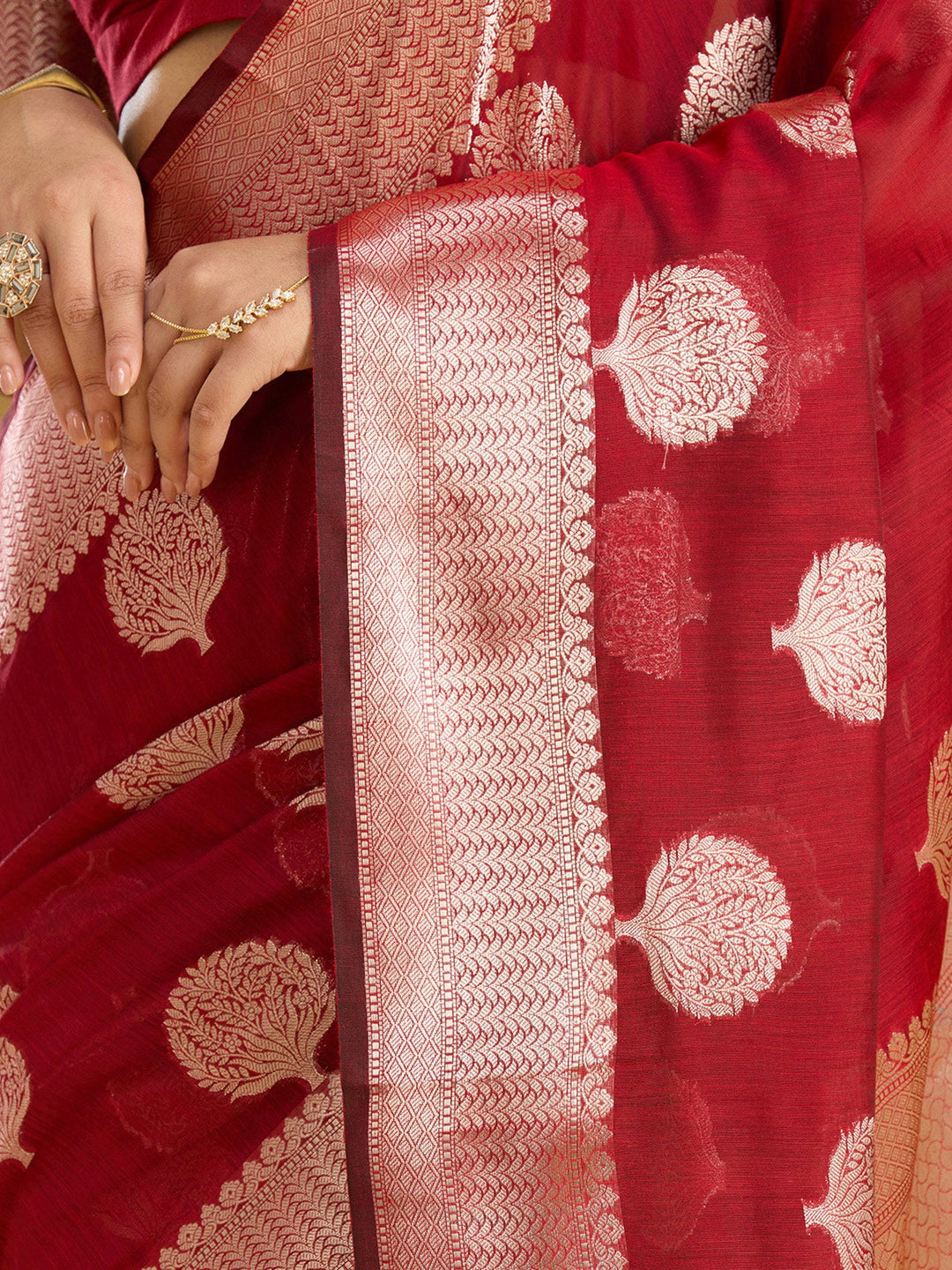 Red Zariwork (Gold) Art Silk Silk_Saree