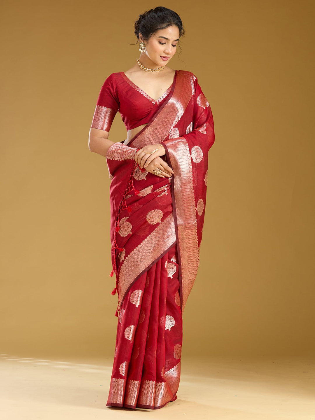 Red Zariwork (Gold) Art Silk Silk_Saree