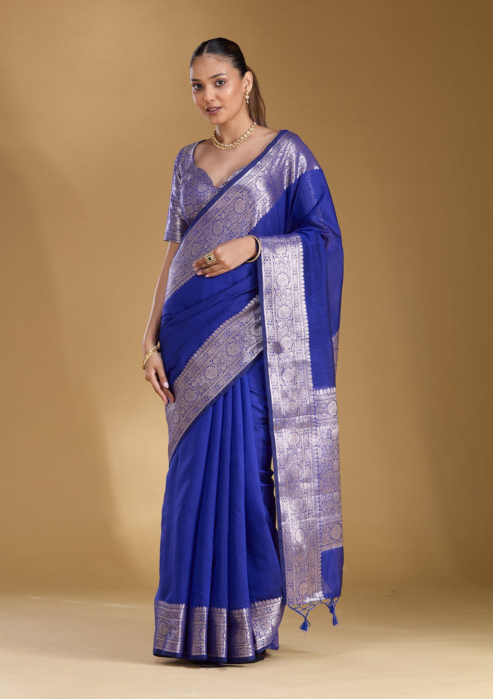 Royal Blue Zariwork (Gold) Art Silk Silk_Saree