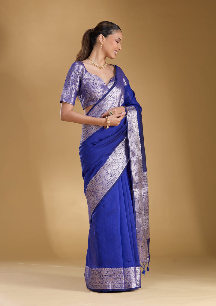 Royal Blue Zariwork (Gold) Art Silk Silk_Saree