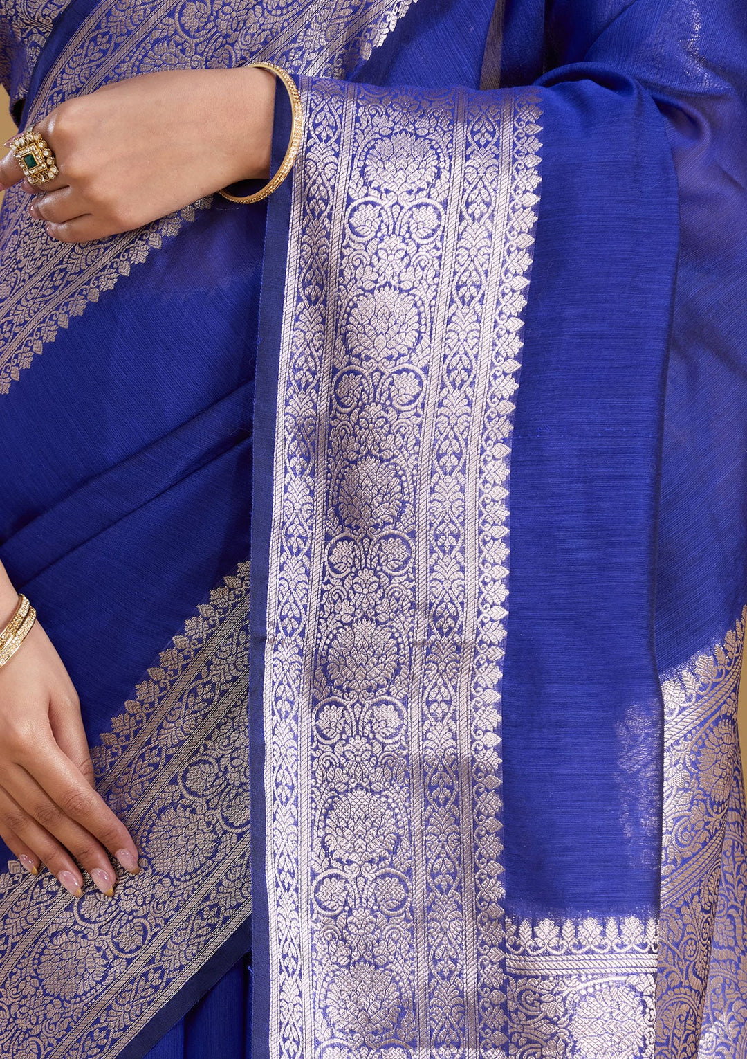 Royal Blue Zariwork (Gold) Art Silk Silk_Saree