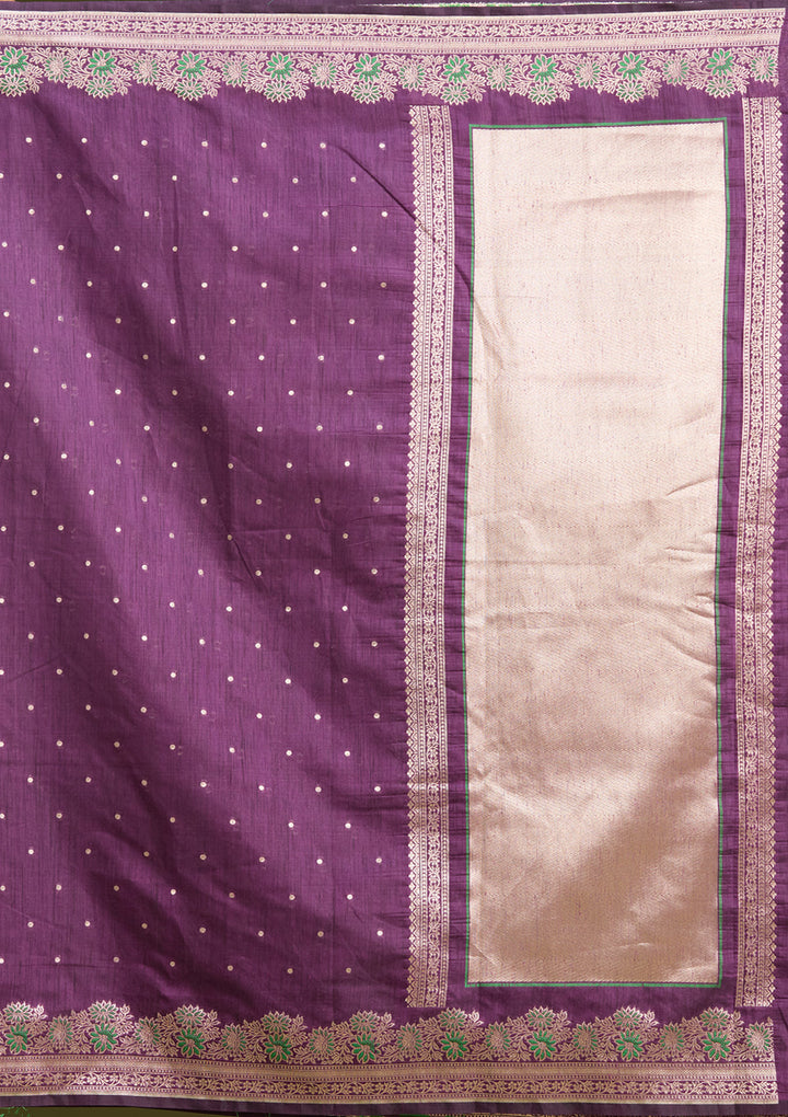 Purple Zariwork (Gold) Art Silk Silk Saree