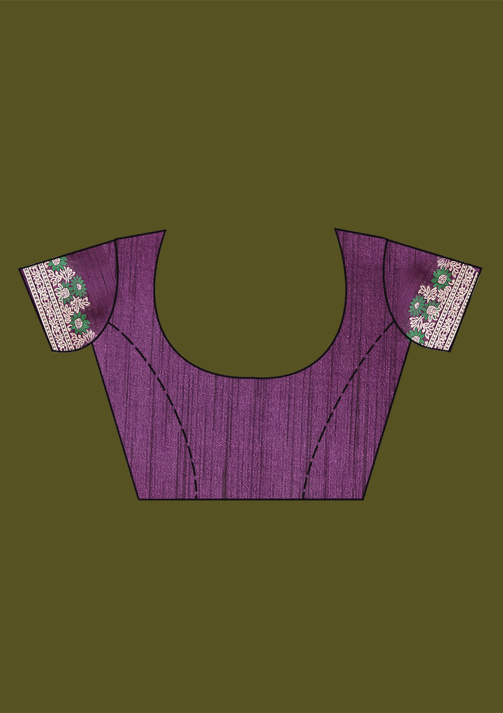 Purple Zariwork (Gold) Art Silk Silk Saree