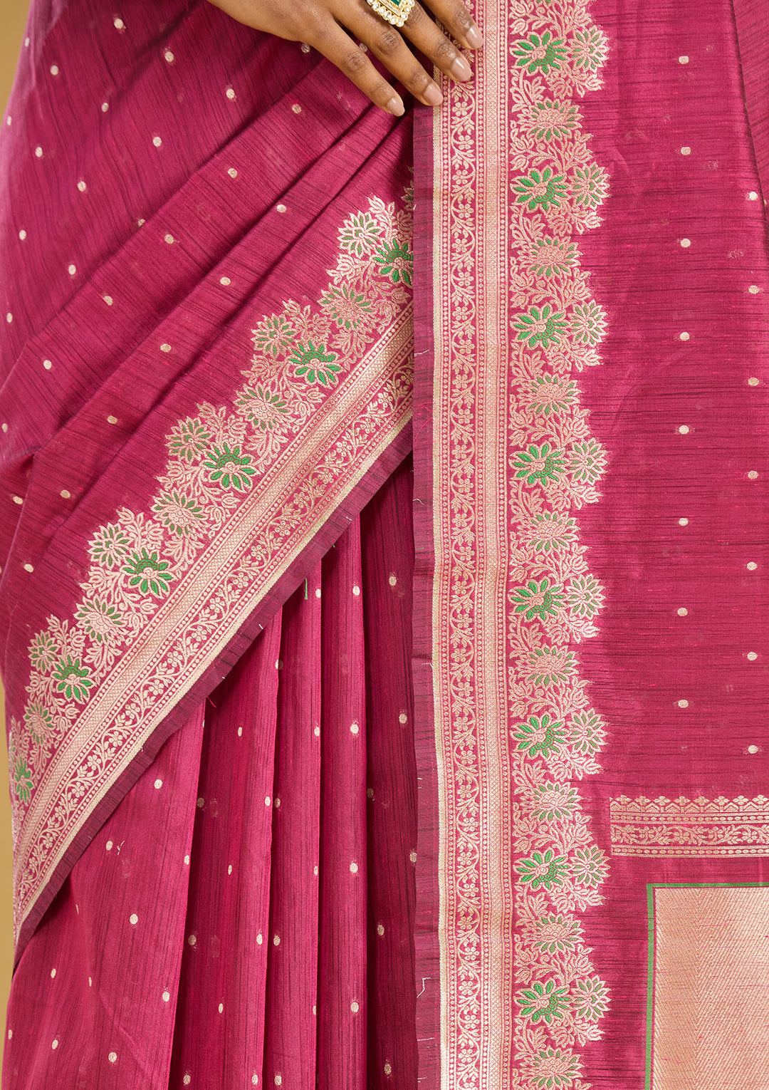 Wine Zariwork (Gold) Art Silk Silk Saree