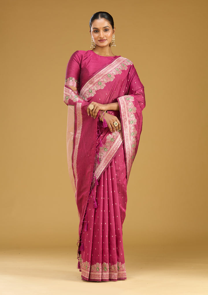 Wine Zariwork (Gold) Art Silk Silk Saree