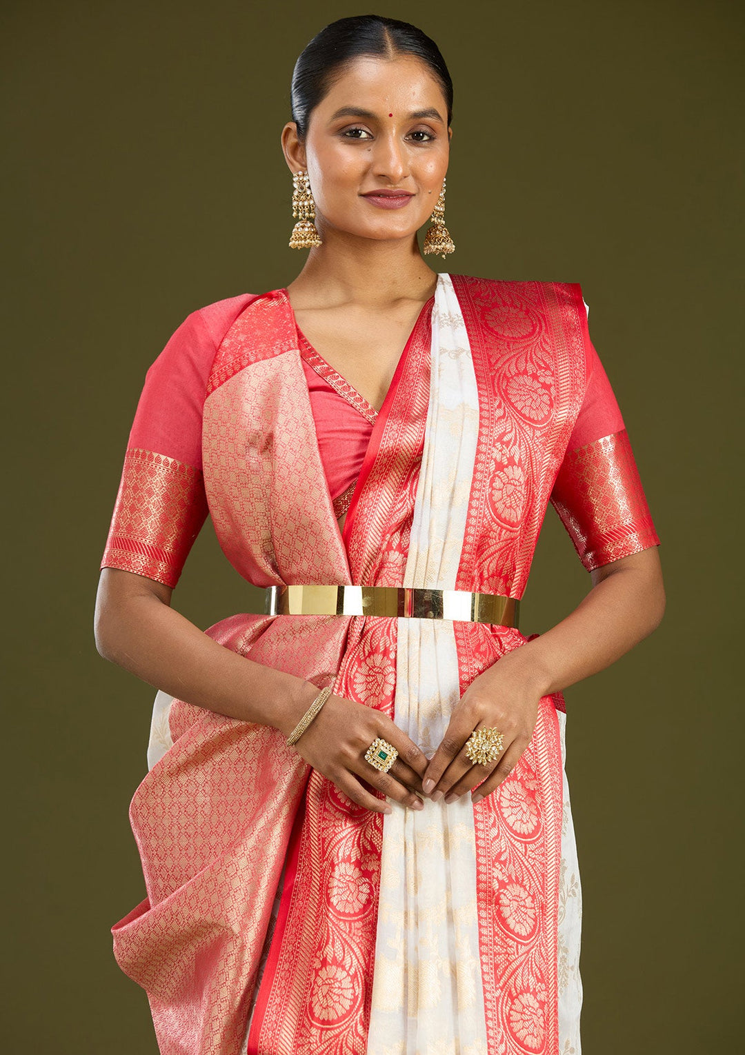 Cream Zariwork Tissue Silk Saree