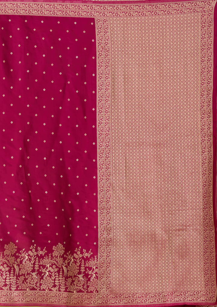 Wine Zariwork (Gold) Semi Crepe Silk Saree