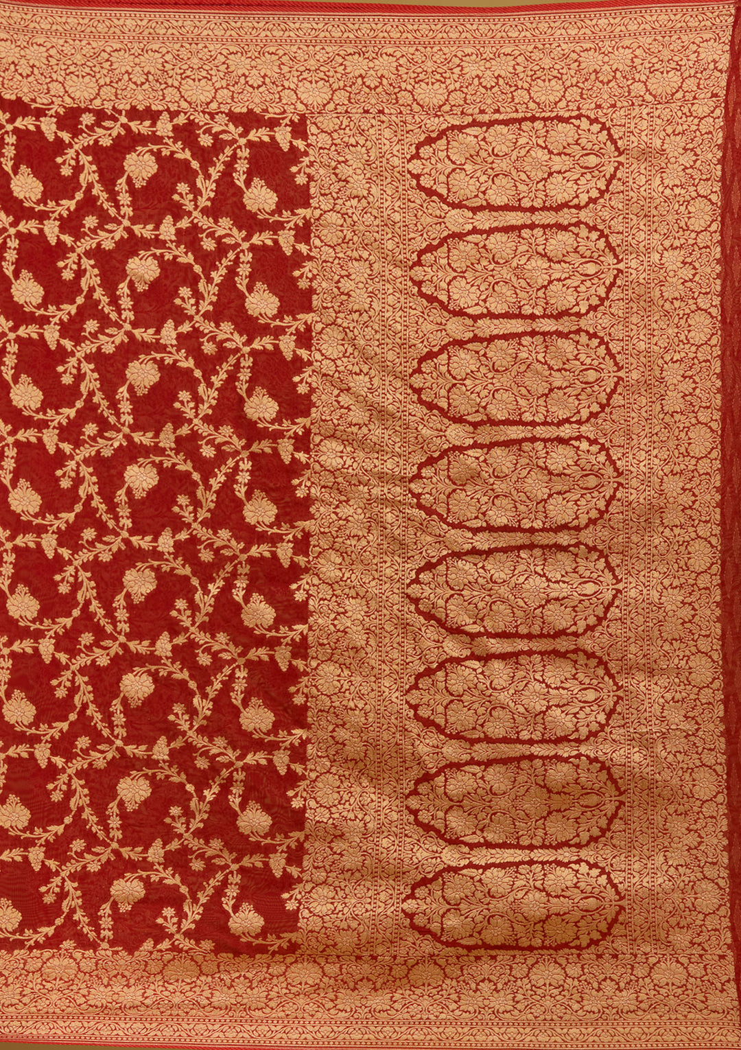 Rust Zariwork (Gold) Silk Silk Saree