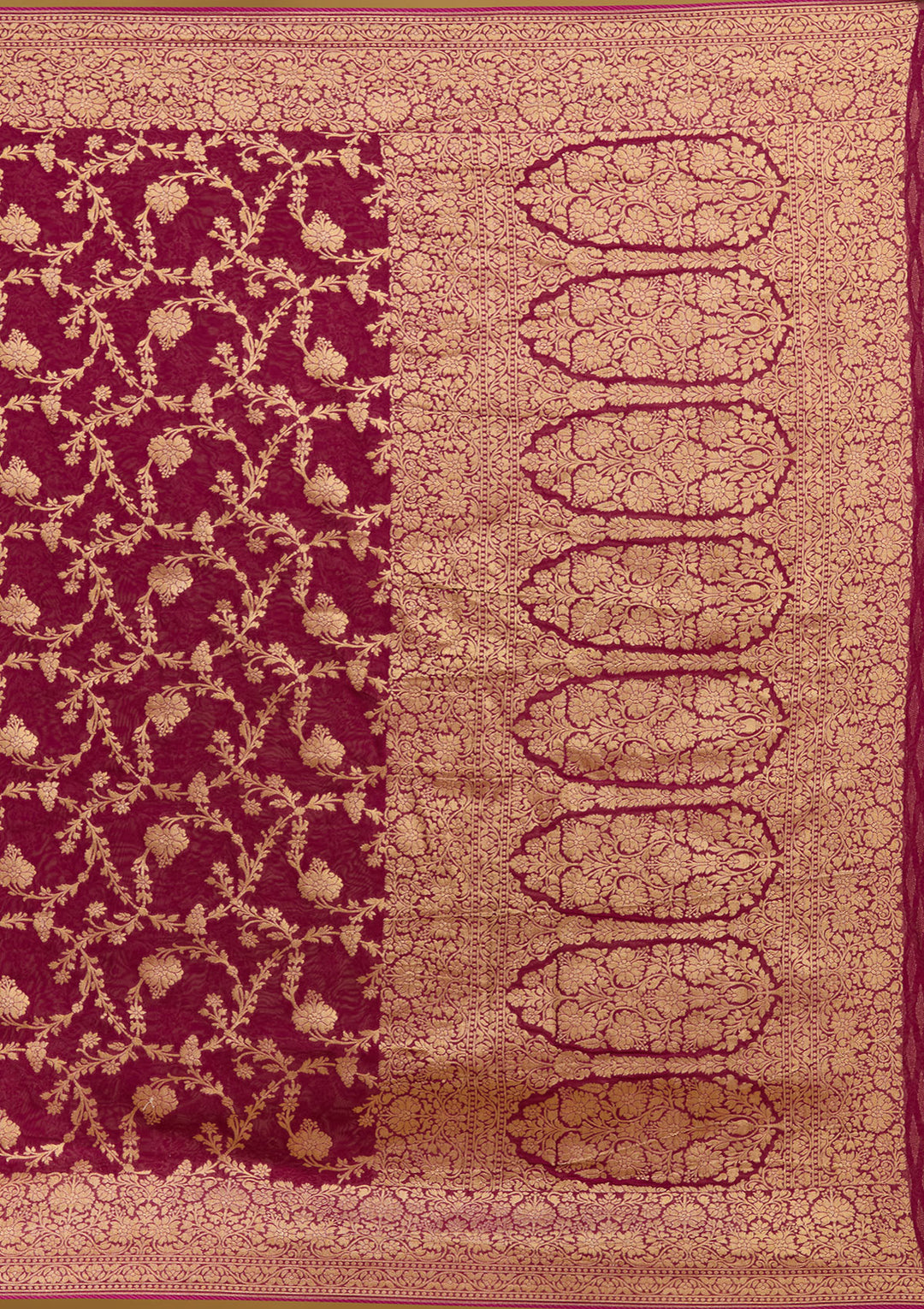 Wine Zariwork (Gold) Silk Silk Saree