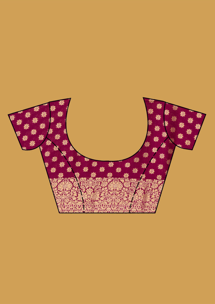 Wine Zariwork (Gold) Silk Silk Saree