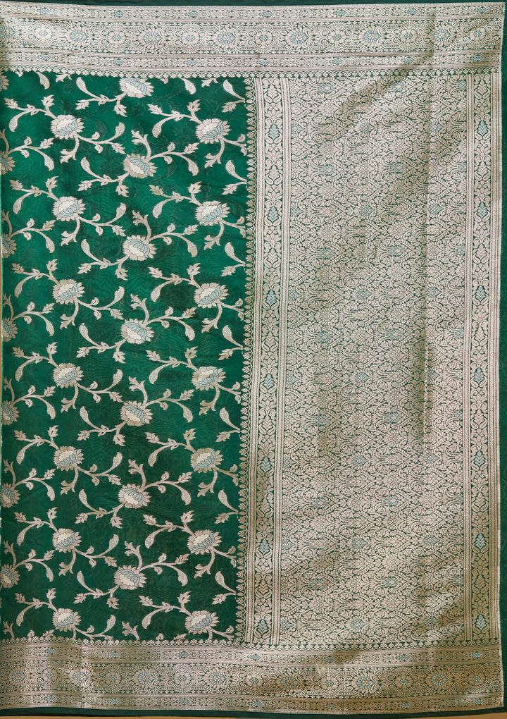 Bottle Green Zariwork Art Silk Silk Saree