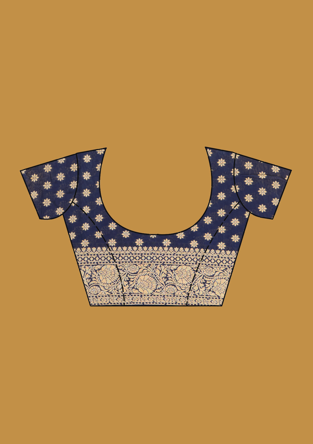 Navy Blue Zariwork Satin Silk Saree