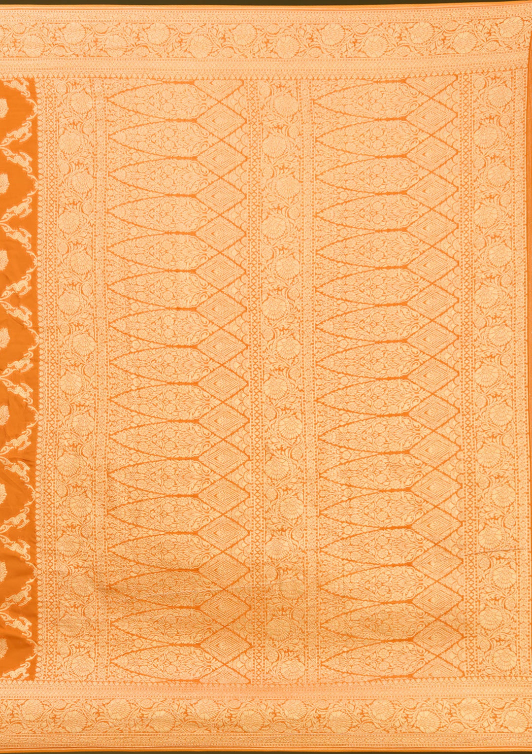 Orange Zariwork Satin Silk Saree