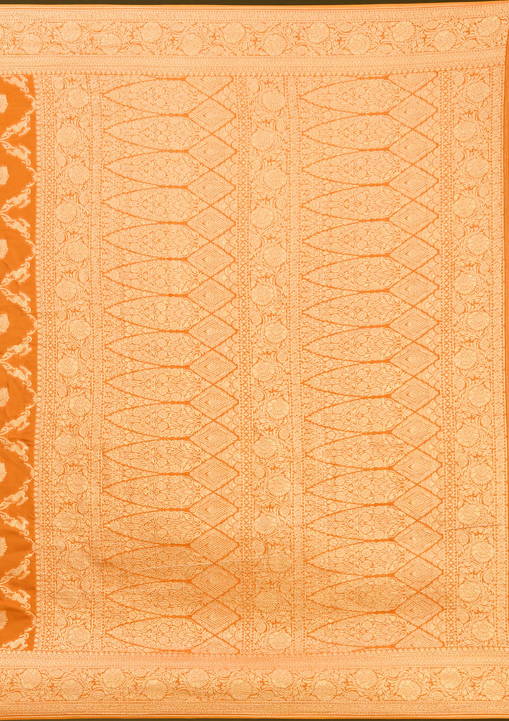 Orange Zariwork Satin Silk Saree