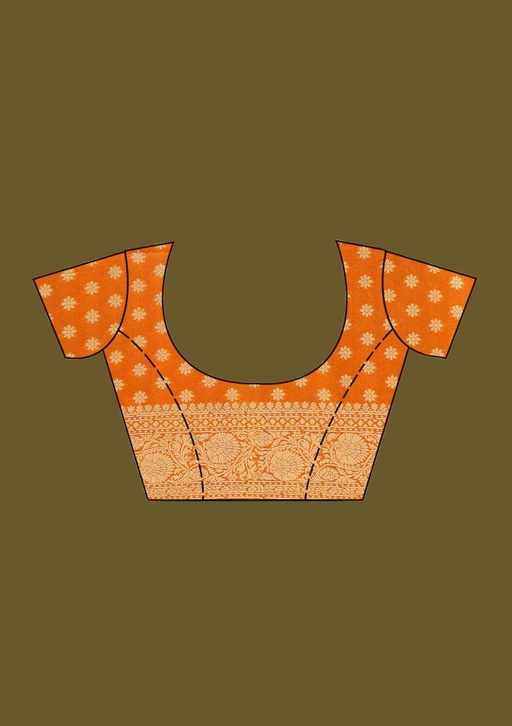 Orange Zariwork Satin Silk Saree