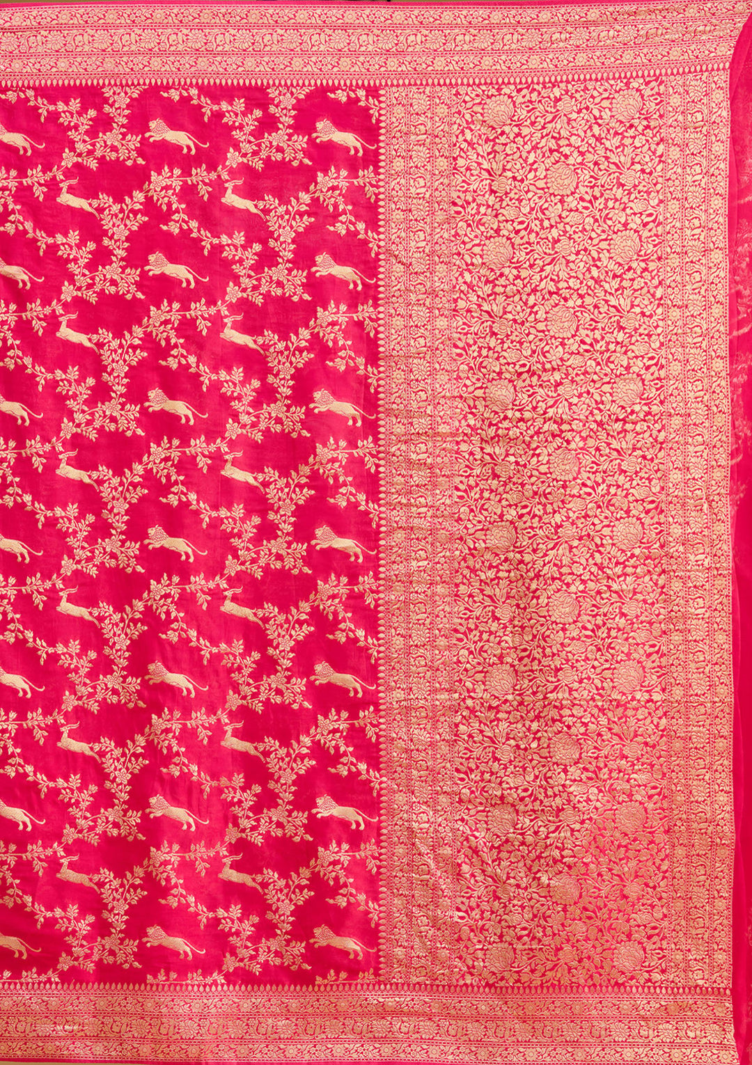 Rani Pink Zariwork (Gold) Silk Saree