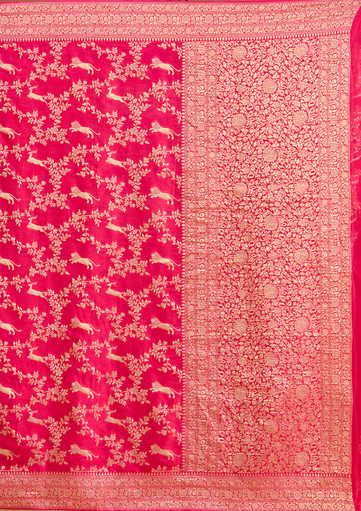 Rani Pink Zariwork (Gold) Silk Saree