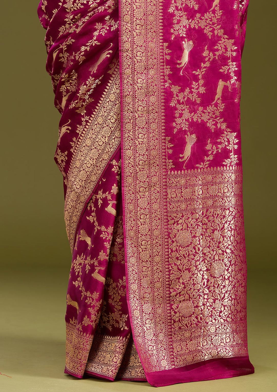 Wine Zariwork (Gold) Art Silk Saree