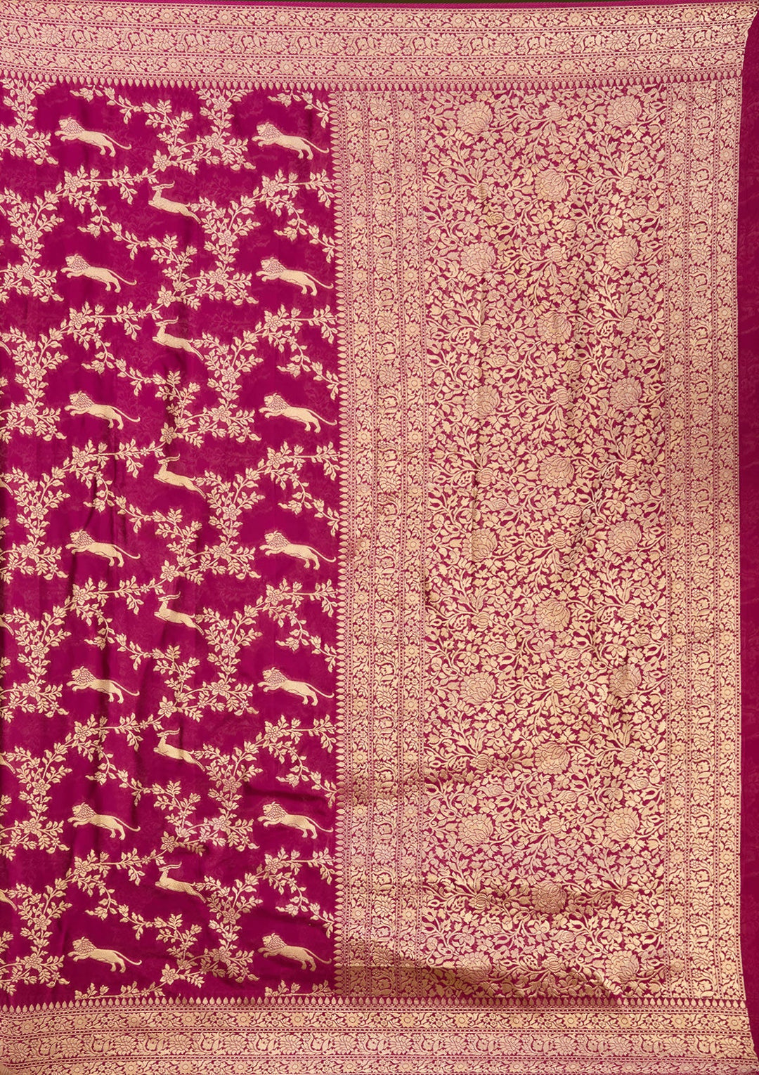 Wine Zariwork (Gold) Art Silk Saree