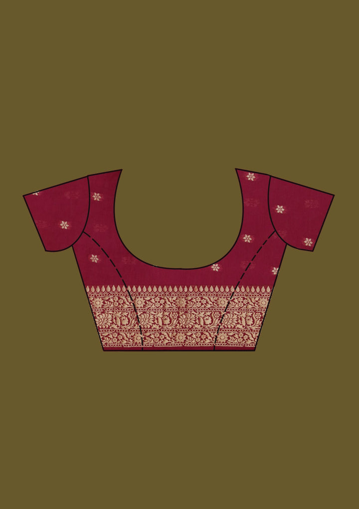 Wine Zariwork (Gold) Art Silk Saree