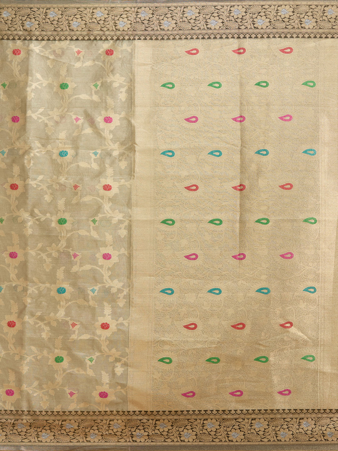 Light Grey Zariwork Tissue Silk Saree