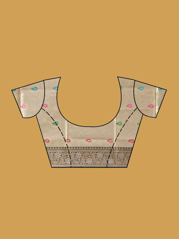 Light Grey Zariwork Tissue Silk Saree