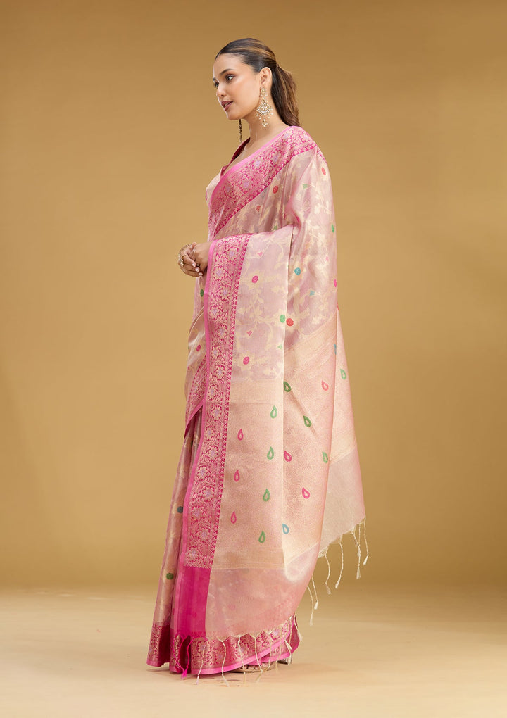Pink Zariwork Tissue Silk Saree