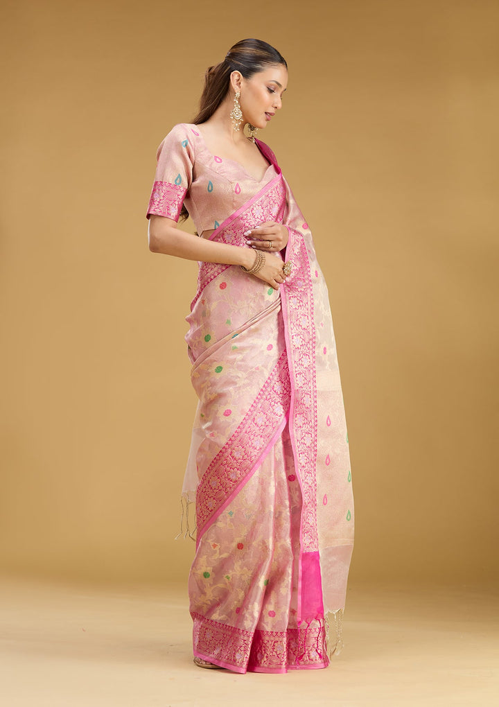 Pink Zariwork Tissue Silk Saree