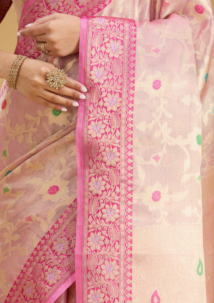 Pink Zariwork Tissue Silk Saree