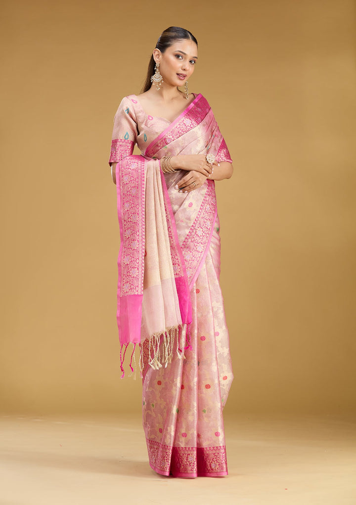Pink Zariwork Tissue Silk Saree