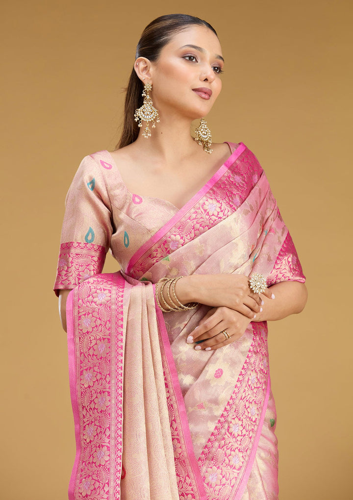 Pink Zariwork Tissue Silk Saree