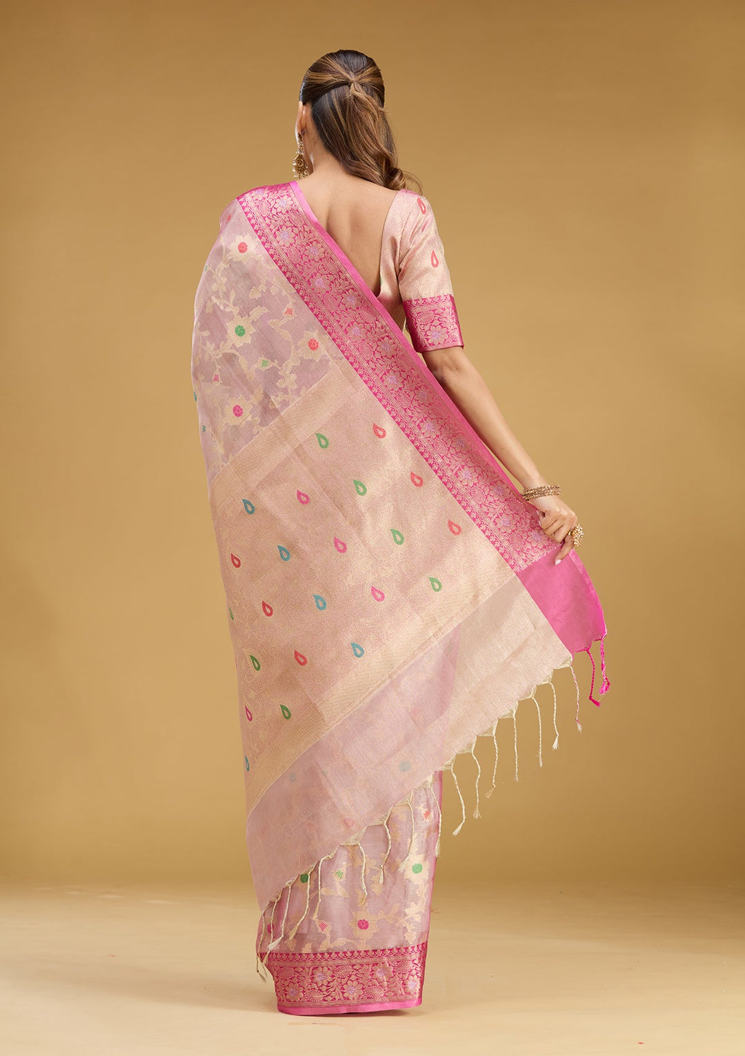 Pink Zariwork Tissue Silk Saree