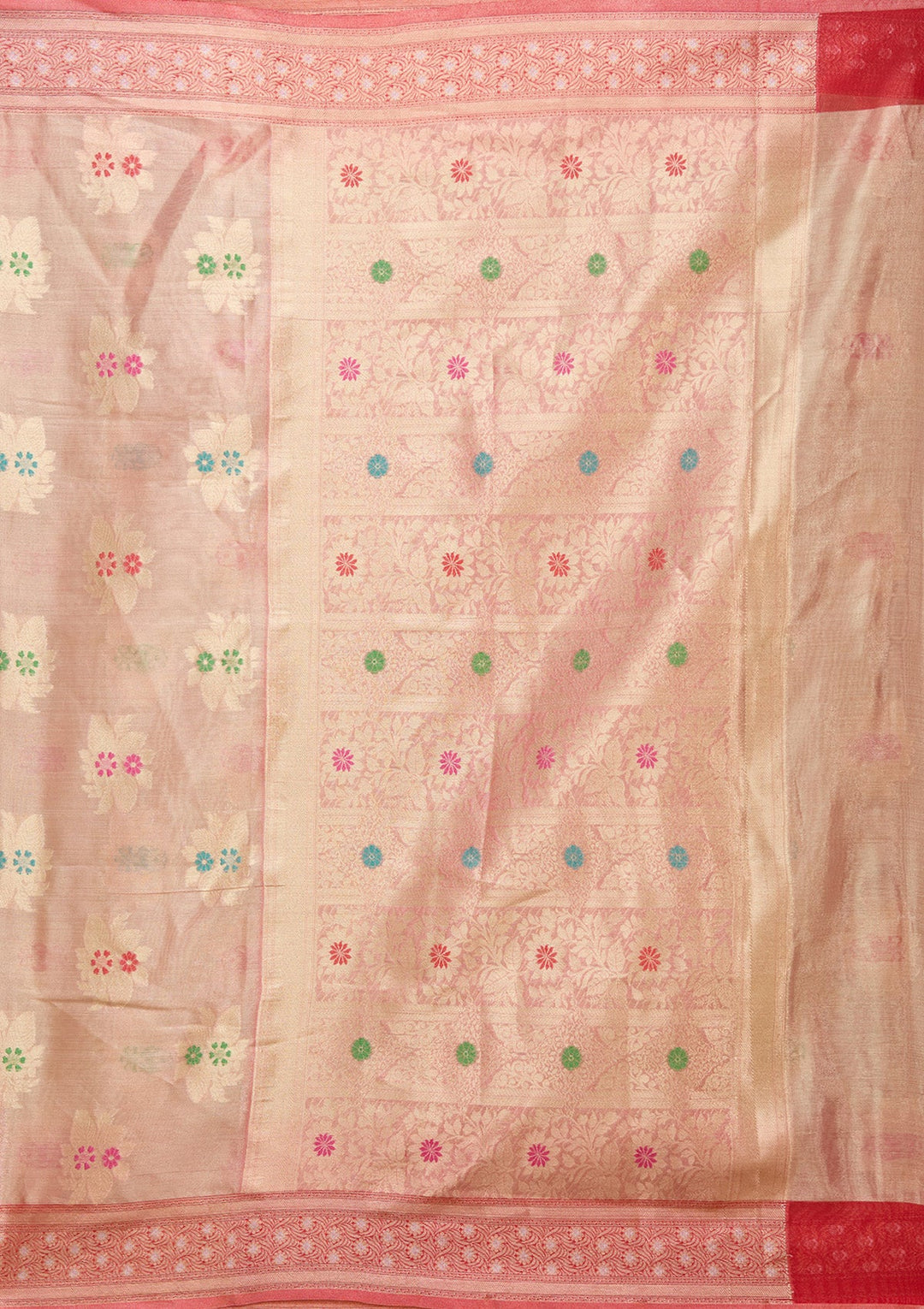 Peach Zariwork (Gold) Tissue Silk Saree