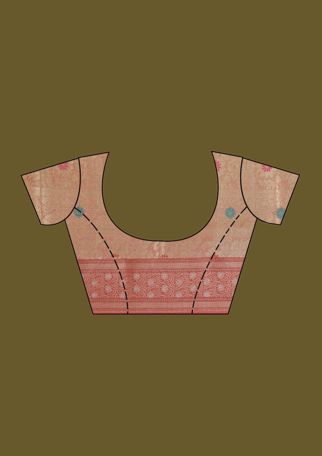 Peach Zariwork (Gold) Tissue Silk Saree