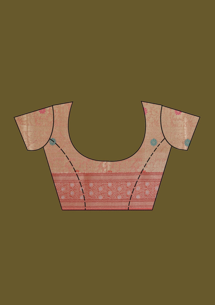 Peach Zariwork (Gold) Tissue Silk Saree