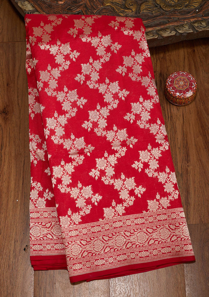 Red Zariwork Pure Silk Saree-koskii