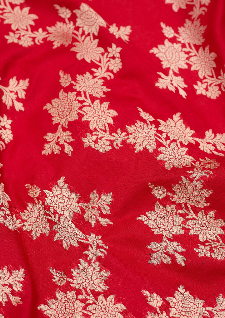 Red Zariwork Pure Silk Saree-koskii