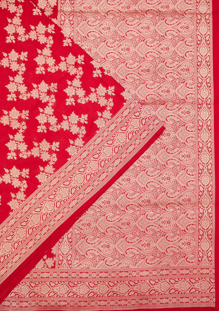 Red Zariwork Pure Silk Saree-koskii