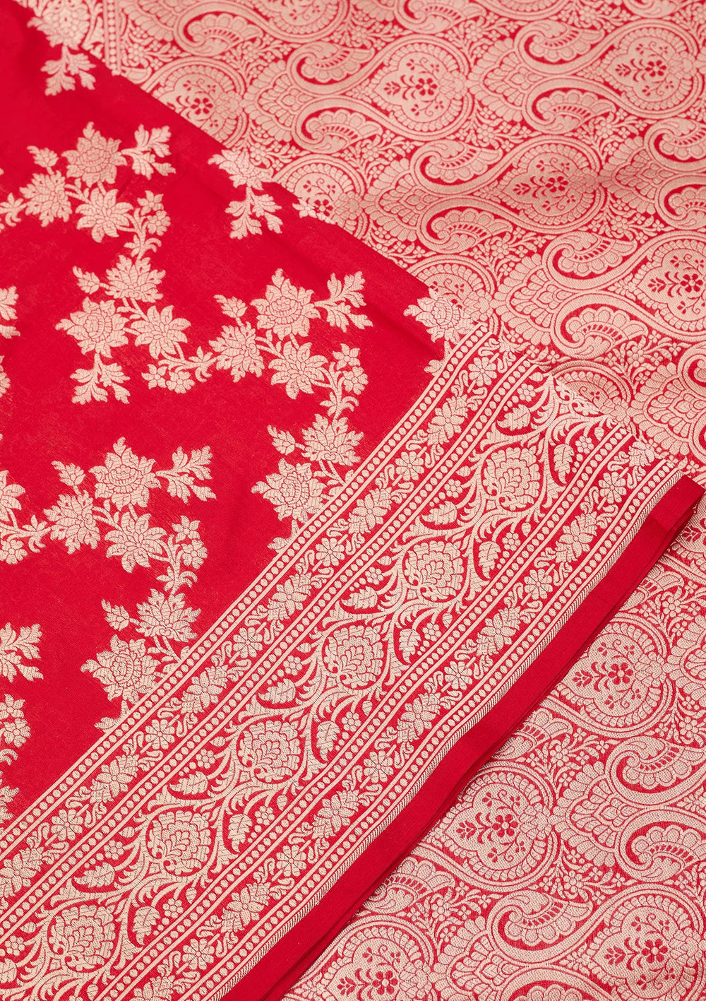 Red Zariwork Pure Silk Saree-koskii